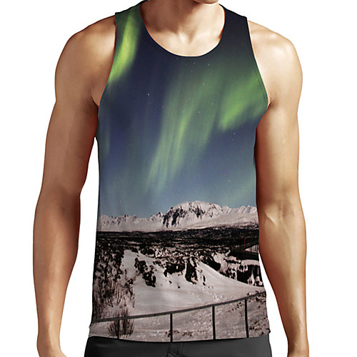 

Men's Unisex Tank Top Undershirt 3D Print Scenery Graphic Prints Plus Size Print Sleeveless Casual Tops Basic Fashion Designer Breathable Green