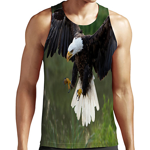 

Men's Unisex Tank Top Undershirt 3D Print Graphic Prints Eagle Plus Size Print Sleeveless Casual Tops Basic Designer Big and Tall Green