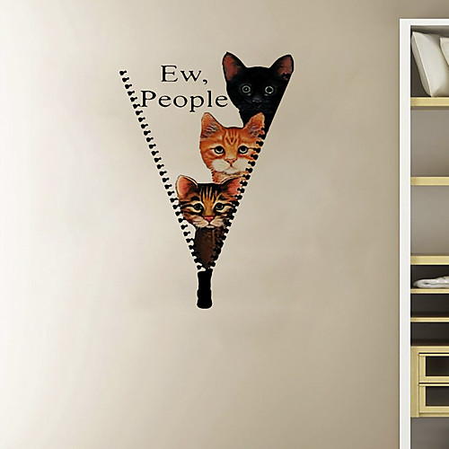 

EW PEOPLE Three Cute Cats Cartoon Home Children's Room Background Decoration Removed Sticky 1pc