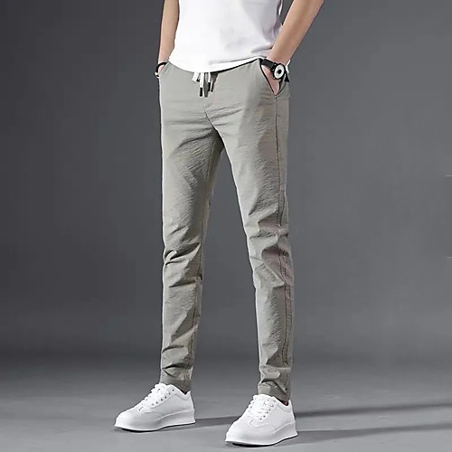 

Men's Streetwear Chino Breathable Sports Casual Going out Chinos Pants Solid Colored Solid Color Full Length Black Khaki Gray
