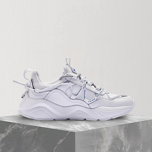 

Unisex Trainers Athletic Shoes Flat Heel Round Toe Cowhide Tissage Volant Lace-up Solid Colored White Black