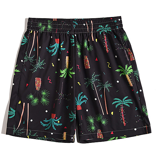 

Men's Casual Sports Outdoor Sports Daily Holiday Shorts Pants Plants Coconut Tree Short Print Black and Green