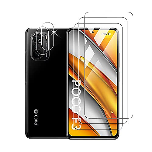 

fitudoos for xiaomi poco f3 / mi 11i / redmi k40 [3 pieces] tempered glass protective film camera tempered glass [2 pieces], 9h hardness, 0.33mm ultra-clear, [anti-scratch-free and oil], [no-bubble]