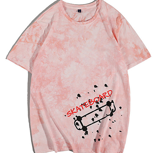 

Men's Unisex Tee T shirt Hot Stamping Tie Dye Graphic Prints Plus Size Short Sleeve Casual Tops 100% Cotton Basic Vintage Designer Big and Tall Blushing Pink
