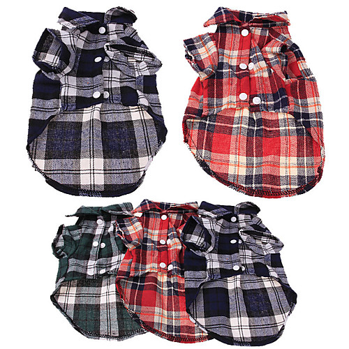 

Dog Cat T-shirts Plaid / Check Elegant Adorable Cute Dailywear Casual / Daily Dog Clothes Puppy Clothes Dog Outfits Breathable Red Blue Green Costume for Girl and Boy Dog Cotton XS S M L XL