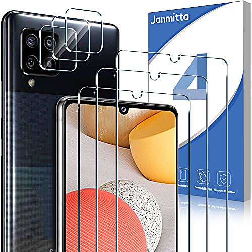 

janmitta for samsung galaxy a42 5g tempered glass screen protector [3pcs] camera screen protector [3pcs], 9h tempered glass [anti-scratch] lens tempered glass hd screen protector