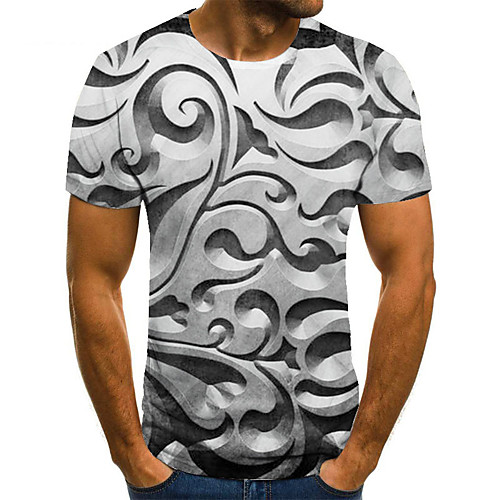 

Men's Unisex Tee T shirt Shirt 3D Print 3D Graphic Prints Plus Size Print Short Sleeve Casual Tops Basic Fashion Designer Big and Tall Round Neck Gray
