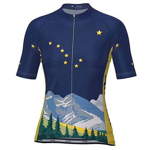 

21Grams Women's Short Sleeve Cycling Jersey Summer Spandex Polyester Blue Bike Jersey Top Mountain Bike MTB Road Bike Cycling Quick Dry Moisture Wicking Breathable Sports Clothing Apparel / Stretchy