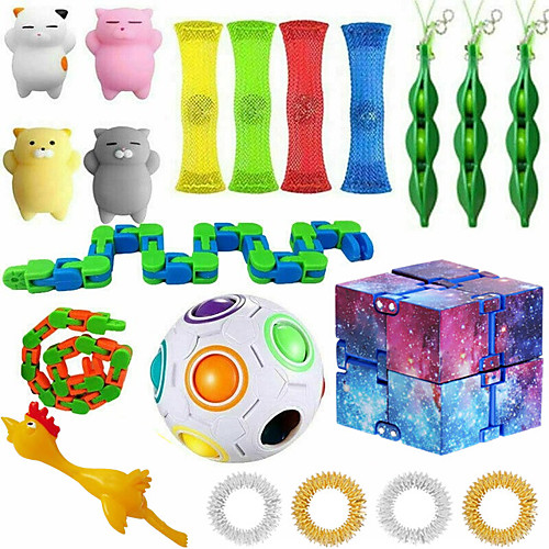 

20 pcs Fidget Sensory Toy Set Stress Relief Toys Autism Anxiety Relief Stress Pop Bubble Fidget Toys For Kids Adults