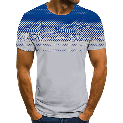 

Men's Unisex Tee T shirt 3D Print Polka Dot Graphic Prints Plus Size Print Short Sleeve Casual Tops Basic Fashion Designer Big and Tall Blue