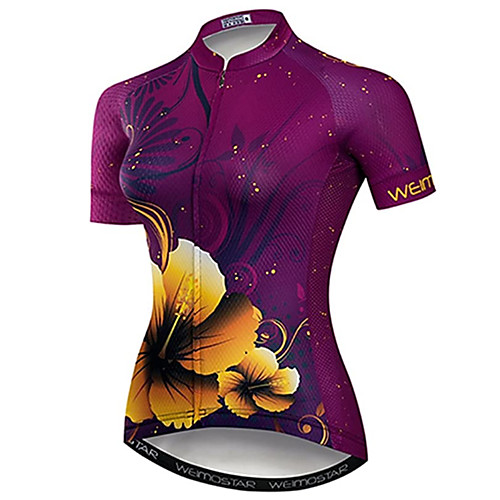 

21Grams Women's Short Sleeve Cycling Jersey Summer Spandex Polyester Purple Floral Botanical Animal Bike Jersey Top Mountain Bike MTB Road Bike Cycling Quick Dry Moisture Wicking Breathable Sports