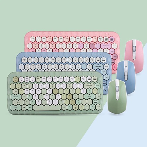 

Jelly Comb 2.4G Wireless Keyboard Mouse Set Pink Girls Color Wireless Keyboard Comb for Laptop Notebook Mini Home Keyboard Set