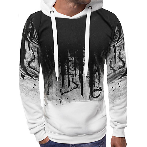 

Men's Pullover Hoodie Sweatshirt Color Block Hooded Daily Sports Going out Other Prints Sportswear Casual Hoodies Sweatshirts Long Sleeve Army Green White Dark Gray