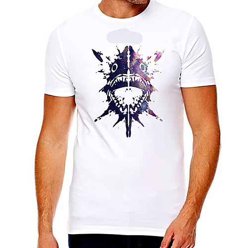 

Men's Unisex Tee T shirt Hot Stamping Graphic Prints Fish Plus Size Print Short Sleeve Casual Tops Cotton Basic Designer Big and Tall White
