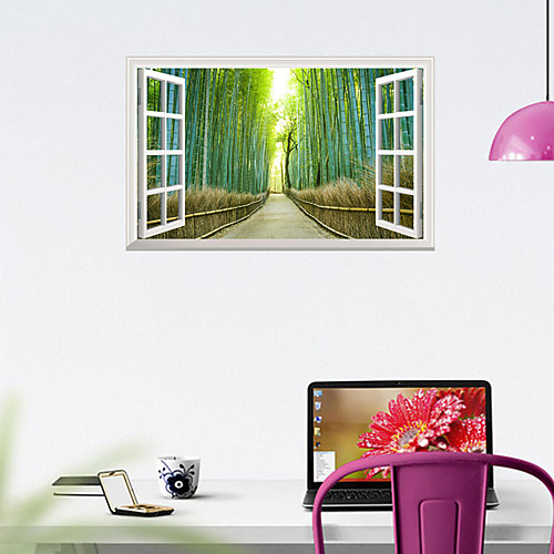 

Fake Window 3D Bamboo Forest Secluded Path Can Be Removed Personality Wall Pastings Living Room Bedroom Sofa Background Custom