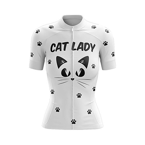 

21Grams Women's Short Sleeve Cycling Jersey Summer Spandex Polyester White Cat Animal Bike Jersey Top Mountain Bike MTB Road Bike Cycling Quick Dry Moisture Wicking Breathable Sports Clothing Apparel