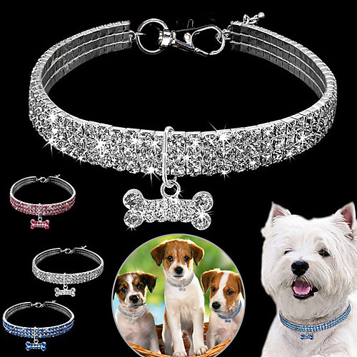 

Dog Cat Necklace Decoration Metal White Blue Pink 1pc
