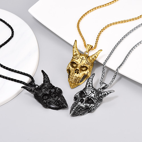 

Women's Men's Pendant Necklace Necklace Retro Skull Ethnic Fashion Vintage Titanium Steel Silver Gold Black 555 cm Necklace Jewelry 1pc For Halloween Gift Festival