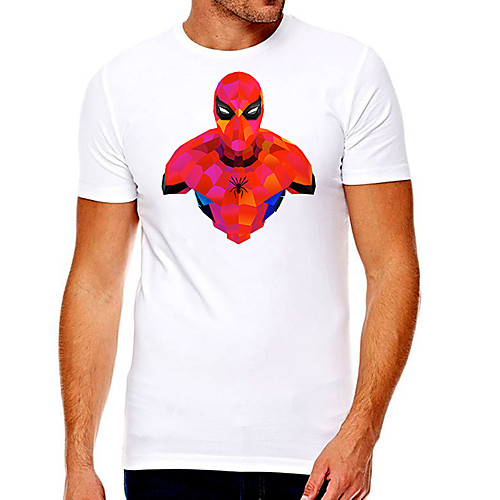 

Men's Unisex Tee T shirt Hot Stamping Graphic Prints Spiderman Plus Size Print Short Sleeve Casual Tops Cotton Basic Fashion Designer Big and Tall White