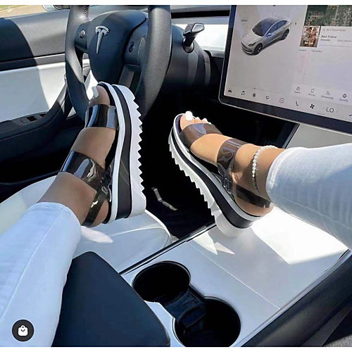 

Women's Sandals Platform Sandals Platform Round Toe PU Sequin Solid Colored Purple Black Blue