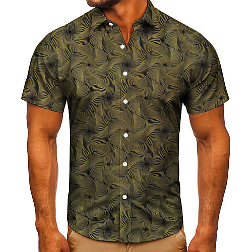 

Men's Shirt 3D Print Optical Illusion Graphic Prints Button-Down Short Sleeve Street Tops Casual Fashion Classic Breathable Brown