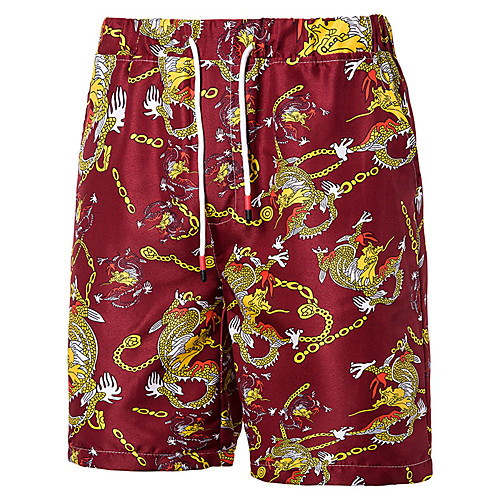 

Men's Casual Plus Size Loose Casual Holiday Shorts Bermuda shorts Pants Graphic Knee Length Wine Black / Summer / Drawstring