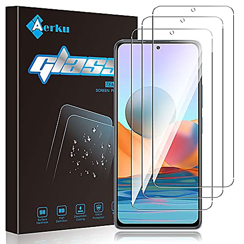 

aerku protective film compatible with xiaomi redmi note 10 pro 5g tempered glass, [9h hardness] [anti-bubbles] [anti-scratch] hd clear film ultra smooth screen protector tempered glass [3 pieces]