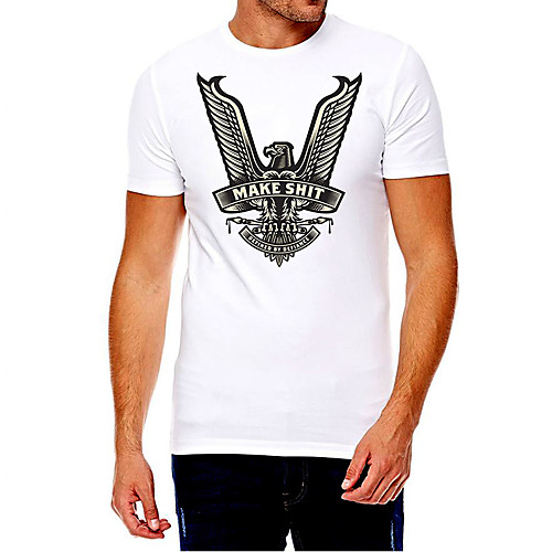 

Men's Unisex Tee T shirt Hot Stamping Graphic Prints Eagle Letter Plus Size Print Short Sleeve Casual Tops Cotton Basic Fashion Designer Big and Tall White
