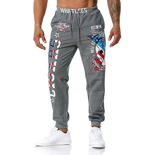 

Men's Casual / Sporty Casual Sports Chinos Sweatpants Pants Graphic Full Length Print Black Wine Gray