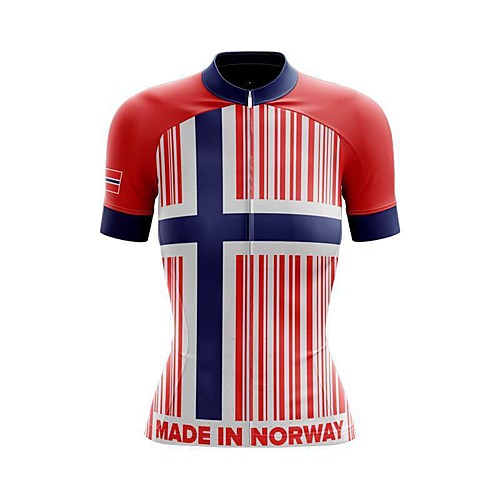 

21Grams Women's Short Sleeve Cycling Jersey Summer Spandex Polyester Red Stripes National Flag Bike Jersey Top Mountain Bike MTB Road Bike Cycling Breathable Reflective Strips Back Pocket Sports