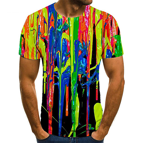 

Men's Unisex Tee T shirt 3D Print Graphic Prints Graffiti Plus Size Print Short Sleeve Casual Tops Basic Fashion Designer Big and Tall Rainbow