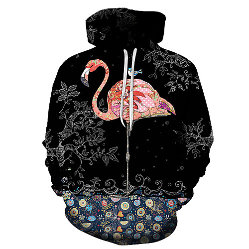 

Men's Unisex Plus Size Pullover Hoodie Sweatshirt Flamingo Graphic Prints Print Hooded Casual Daily Holiday 3D Print Basic Designer Hoodies Sweatshirts Long Sleeve Blue Black