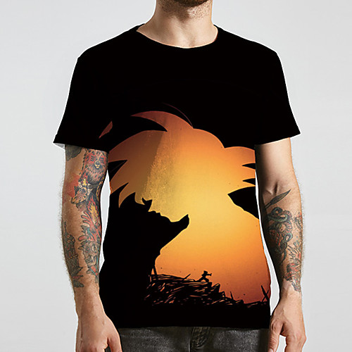 

Men's Unisex Tee T shirt 3D Print Graphic Prints Shadow Plus Size Print Short Sleeve Casual Tops Basic Designer Big and Tall Black