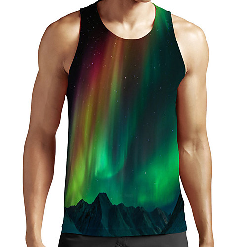 

Men's Unisex Tank Top Undershirt 3D Print Scenery Graphic Prints Plus Size Print Sleeveless Casual Tops Basic Fashion Designer Breathable Green