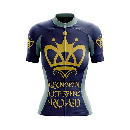 

21Grams Women's Short Sleeve Cycling Jersey Summer Spandex Polyester BlueGreen Crown Bike Jersey Top Mountain Bike MTB Road Bike Cycling Quick Dry Moisture Wicking Breathable Sports Clothing Apparel