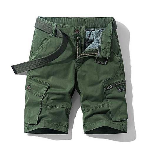 

Men's Cargo Shorts Pants Solid Color Army Green Orange Khaki Gray