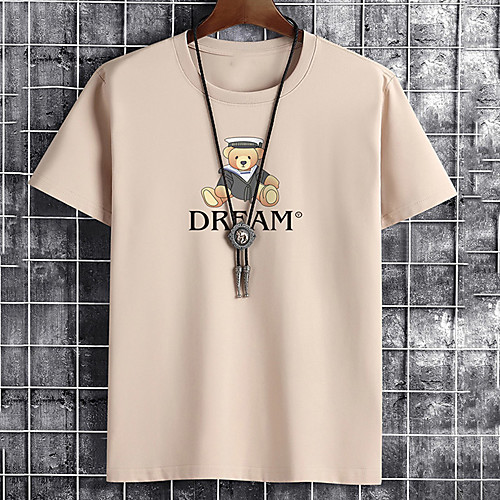 

Men's Unisex Tee T shirt Hot Stamping Graphic Prints Toy Bear Letter Plus Size Print Short Sleeve Casual Tops Cotton Basic Fashion Designer Big and Tall White Black Khaki