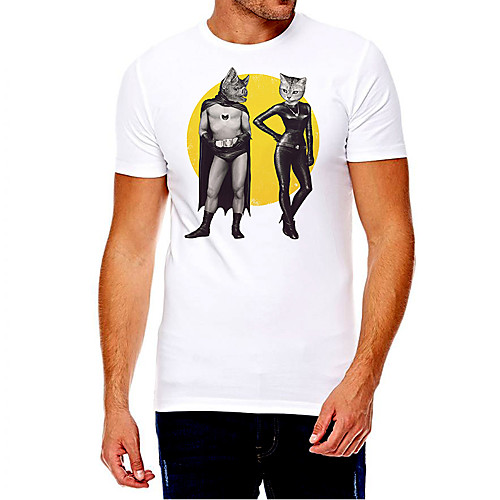 

Men's Unisex Tee T shirt Hot Stamping Cartoon Graphic Prints Plus Size Print Short Sleeve Casual Tops Cotton Basic Fashion Designer Big and Tall White