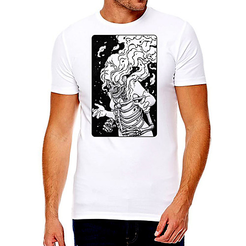 

Men's Unisex Tee T shirt Hot Stamping Graphic Prints Human Plus Size Print Short Sleeve Casual Tops Cotton Basic Fashion Designer Big and Tall White