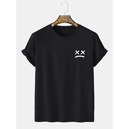 

Men's Unisex Tee T shirt Hot Stamping Graphic Prints Emoji Face Plus Size Short Sleeve Casual Tops Cotton Basic Fashion Designer Comfortable White Black Gray