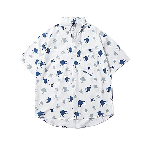

Men's Shirt 3D Print Cartoon Graphic Button-Down Print Short Sleeve Casual Tops Basic Hawaiian Distressed White / Summer