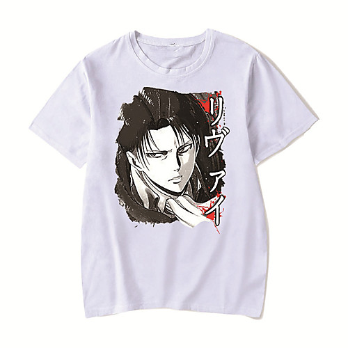 

Men's Unisex Tee T shirt Shirt Hot Stamping Anime Graphic Prints Plus Size Attack on Titan Print Short Sleeve Casual Tops Cotton Basic Designer Big and Tall Round Neck White Red Blushing Pink