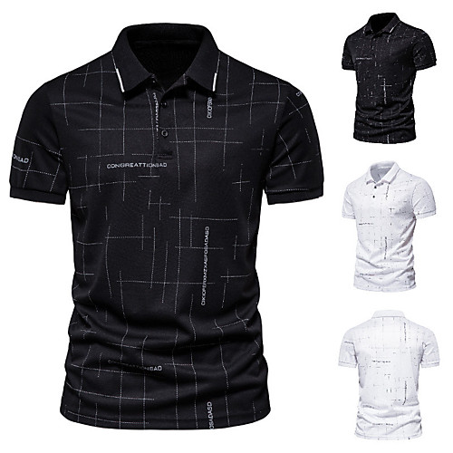 

Men's Golf Shirt Tennis Shirt Other Prints Graphic Linear Print Short Sleeve Casual Tops Simple Lightweight Comfortable Sports White Black / Work