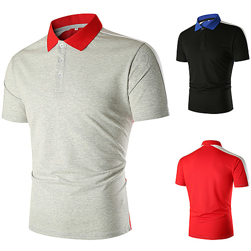 

Men's Golf Shirt non-printing Solid Color Short Sleeve Casual Tops Simple Black Light gray / Summer
