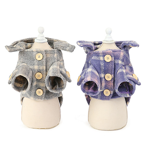

Dog Cat Dog clothes Plaid / Check Solid Colored Spots & Checks Dailywear Casual / Daily Winter Dog Clothes Puppy Clothes Dog Outfits Warm Purple Khaki Costume for Girl and Boy Dog Padded Fabric S M L
