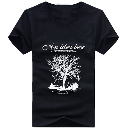 

Men's Unisex Tee T shirt Hot Stamping Graphic Prints Tree Letter Plus Size Print Short Sleeve Casual Tops 100% Cotton Basic Designer Big and Tall White Black Light gray