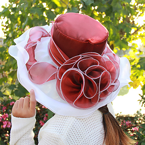 

retro mesh top hat female korean version of the sun hat summer organza color matching flowers big eaves uv sun hat