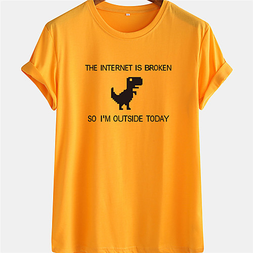 

Men's Unisex Tee T shirt Hot Stamping Graphic Prints Dinosaur Letter Plus Size Short Sleeve Casual Tops 100% Cotton Basic Designer Big and Tall White Blue Yellow