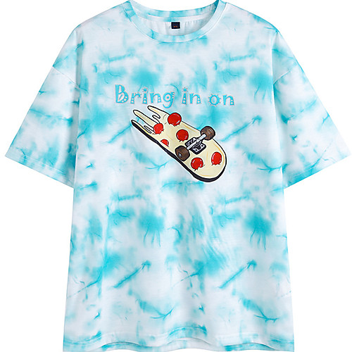 

Men's Unisex Tee T shirt Hot Stamping Anime Graphic Prints Letter Plus Size Short Sleeve Casual Tops 100% Cotton Basic Vintage Designer Big and Tall Blue