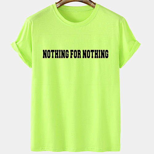 

Men's Unisex Tee T shirt Hot Stamping Graphic Prints Letter Plus Size Short Sleeve Casual Tops Cotton Basic Designer Big and Tall White Khaki Green